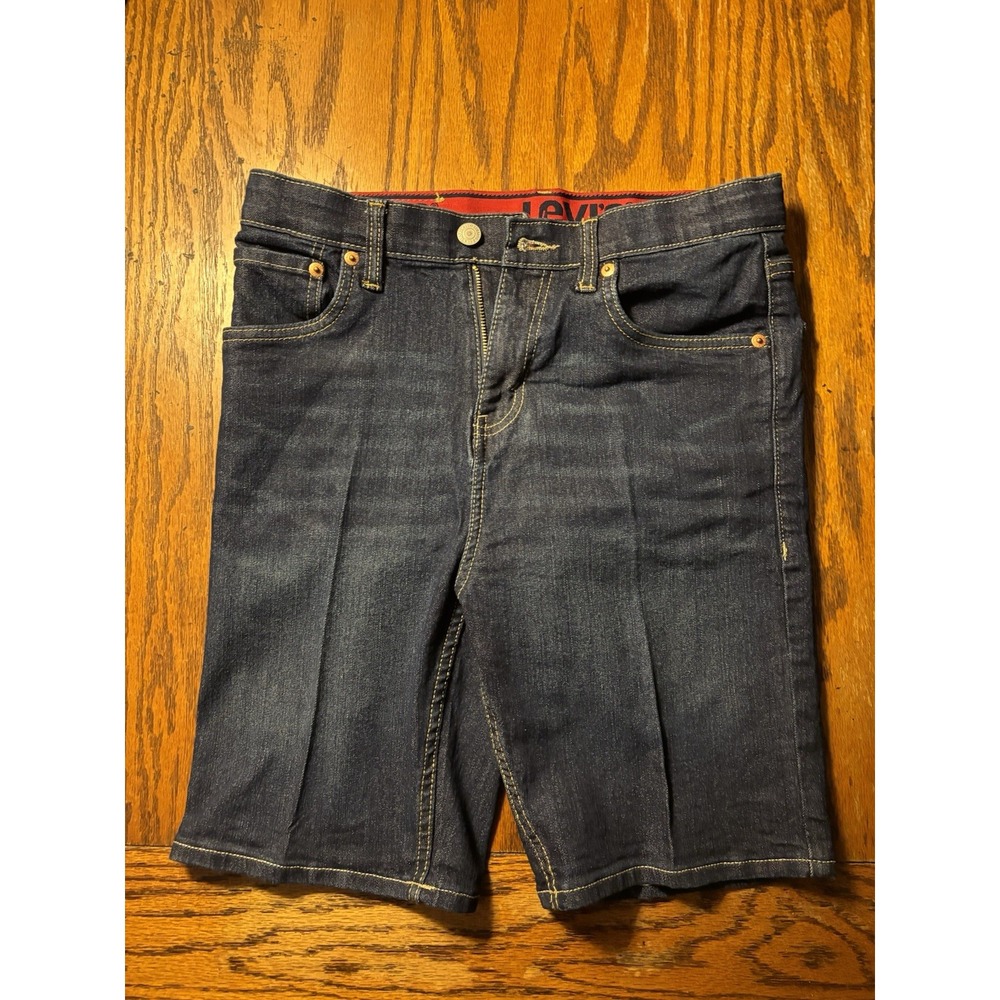 Levis 511 Slim Fit Boys Denim Shorts Size 16 Regular W28 Dark Wash Blue Jean